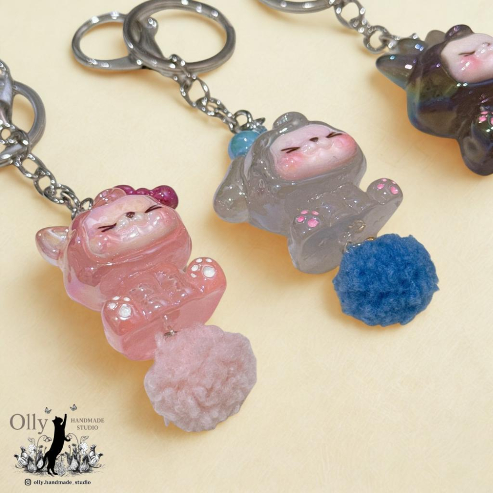 【Olly】【動物變裝派對 果凍寶寶】立體吊飾 包掛 毛球 鑰匙圈 3D立體公仔 娃娃公仔 生日禮物 交換禮物 動物-細節圖6