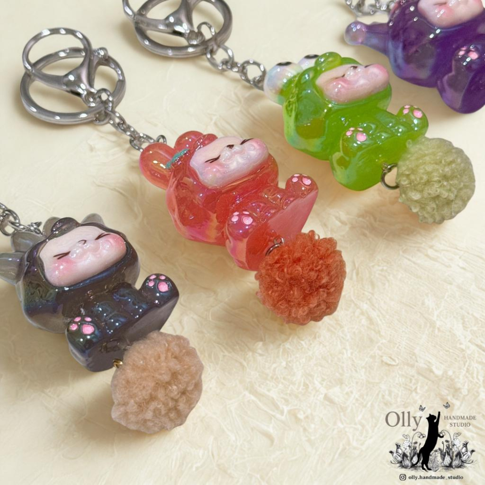 【Olly】【動物變裝派對 果凍寶寶】立體吊飾 包掛 毛球 鑰匙圈 3D立體公仔 娃娃公仔 生日禮物 交換禮物 動物-細節圖7