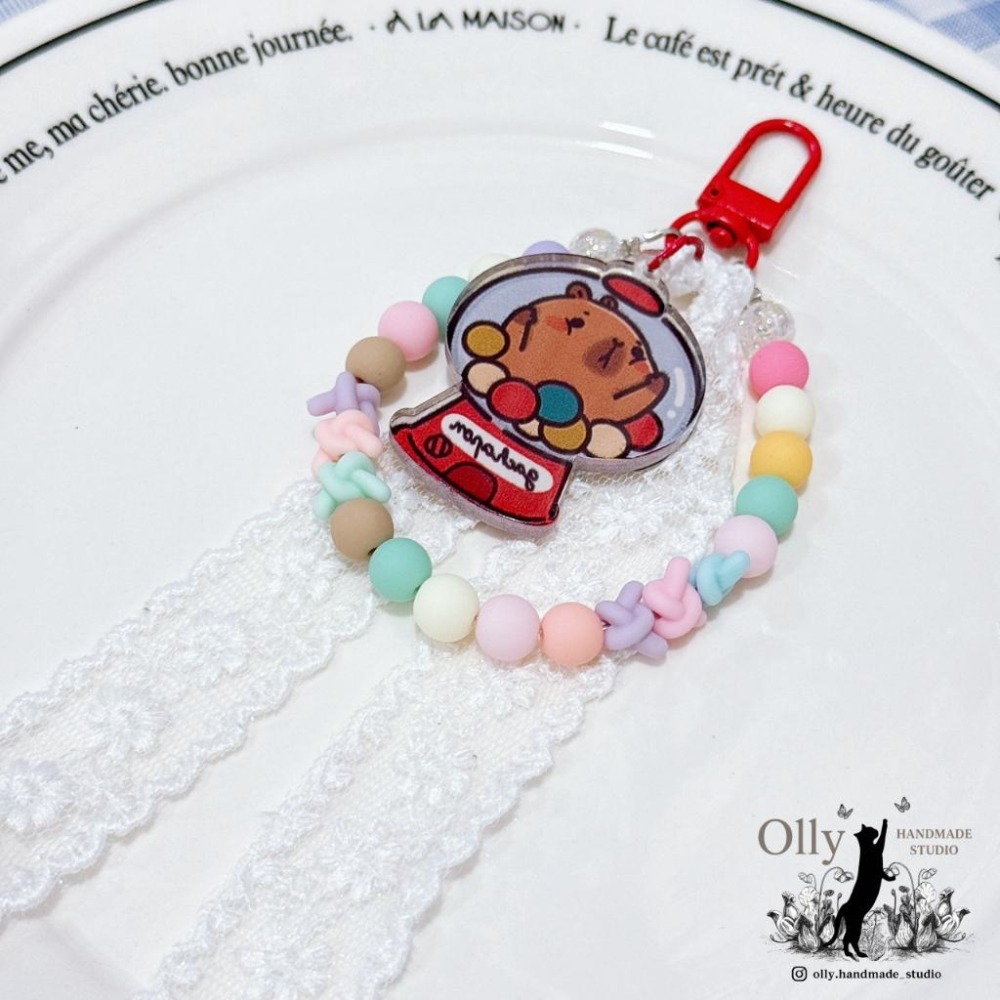 【Olly】馬卡龍甜甜圈水豚 吊飾 卡皮巴拉 鑰匙圈 包掛 扭蛋機 蓮花 生日禮物 閨蜜禮物 交換禮物-細節圖4