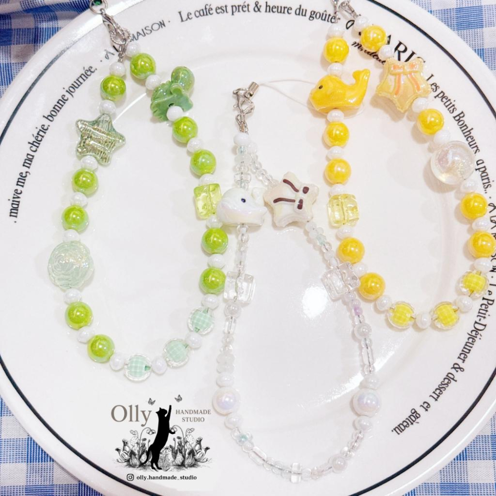 【Olly】海洋萌友 彩珠手機掛鍊 手工串珠掛繩 防摔防掉落吊飾 鯨魚 章魚 河豚 海豚 生日禮物 閨蜜禮物 交換禮物-細節圖4