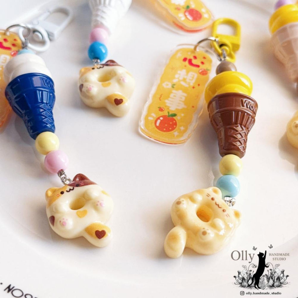 【Olly】甜點貓咪 吊飾 包掛 鑰匙圈 閨蜜禮物 交換禮物 生日禮物 幸運小物 開運必備 可愛文創-細節圖4