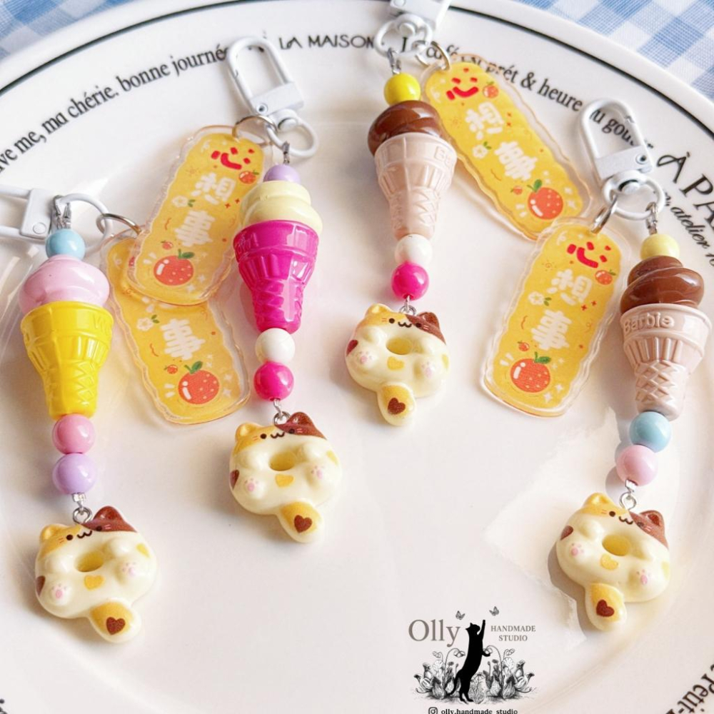 【Olly】甜點貓咪 吊飾 包掛 鑰匙圈 閨蜜禮物 交換禮物 生日禮物 幸運小物 開運必備 可愛文創-細節圖5