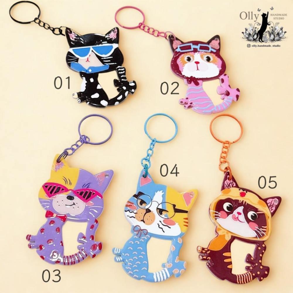 【Olly】喵星人造型課 吊飾 鑰匙圈 交換禮物 掛飾 生日禮物 貓咪鑰匙圈 可愛鑰匙圈 手繪風吊飾 包包掛飾-細節圖3
