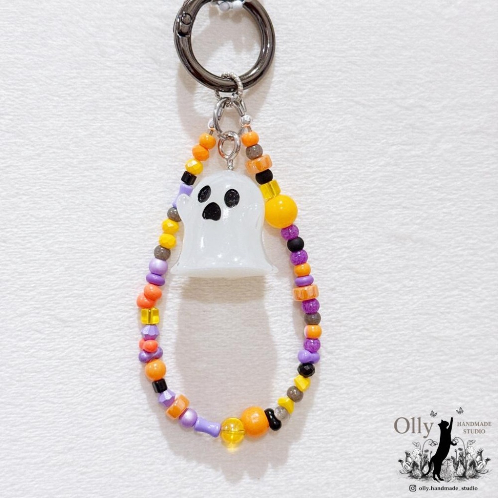 【Olly】鬼怪南瓜小隊 串珠吊飾 掛鍊 夜光幽靈 南瓜 骷髏 墓碑 節慶禮物 閨蜜禮物 交換禮物 節慶 應景小物-細節圖3