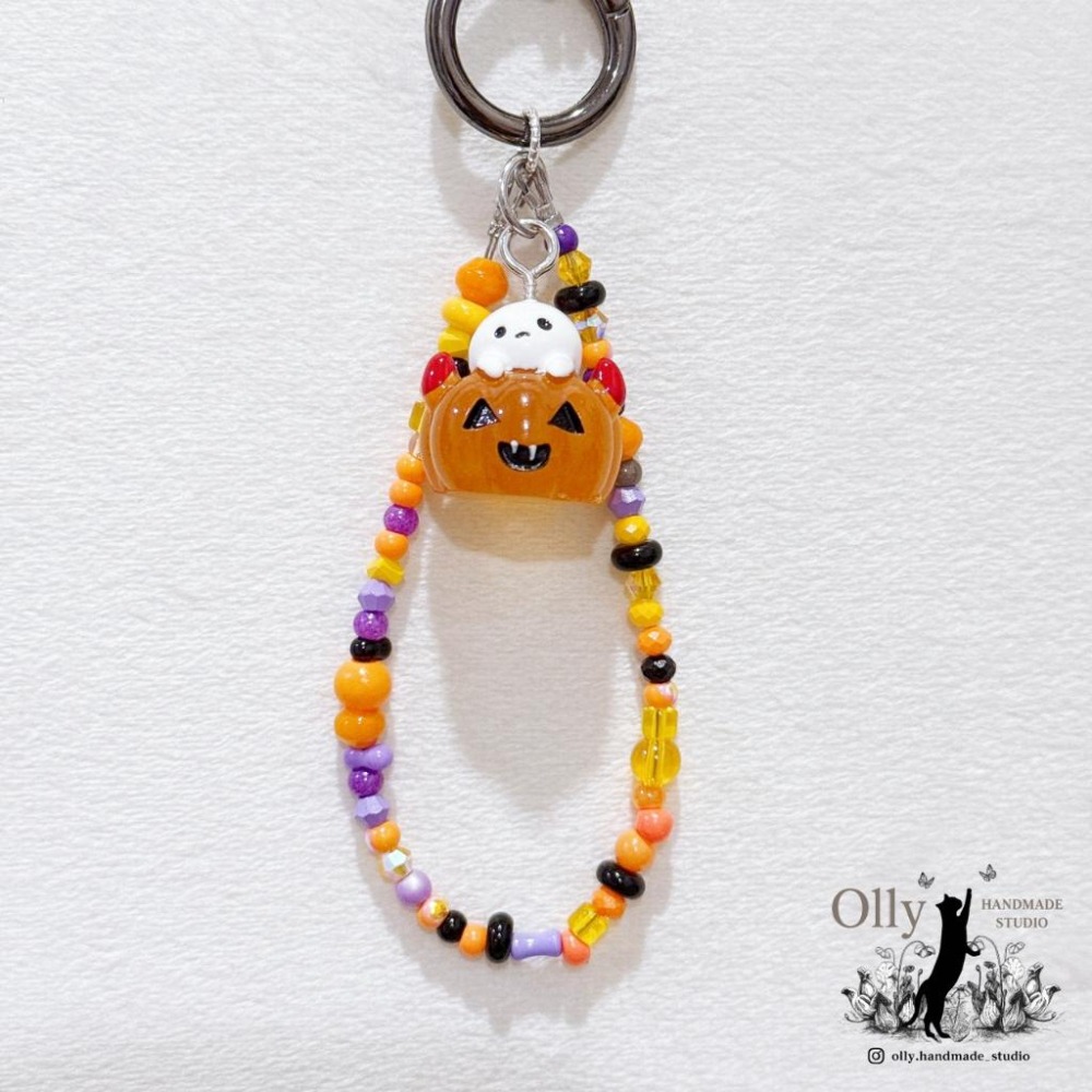 【Olly】鬼怪南瓜小隊 串珠吊飾 掛鍊 夜光幽靈 南瓜 骷髏 墓碑 節慶禮物 閨蜜禮物 交換禮物 節慶 應景小物-細節圖4