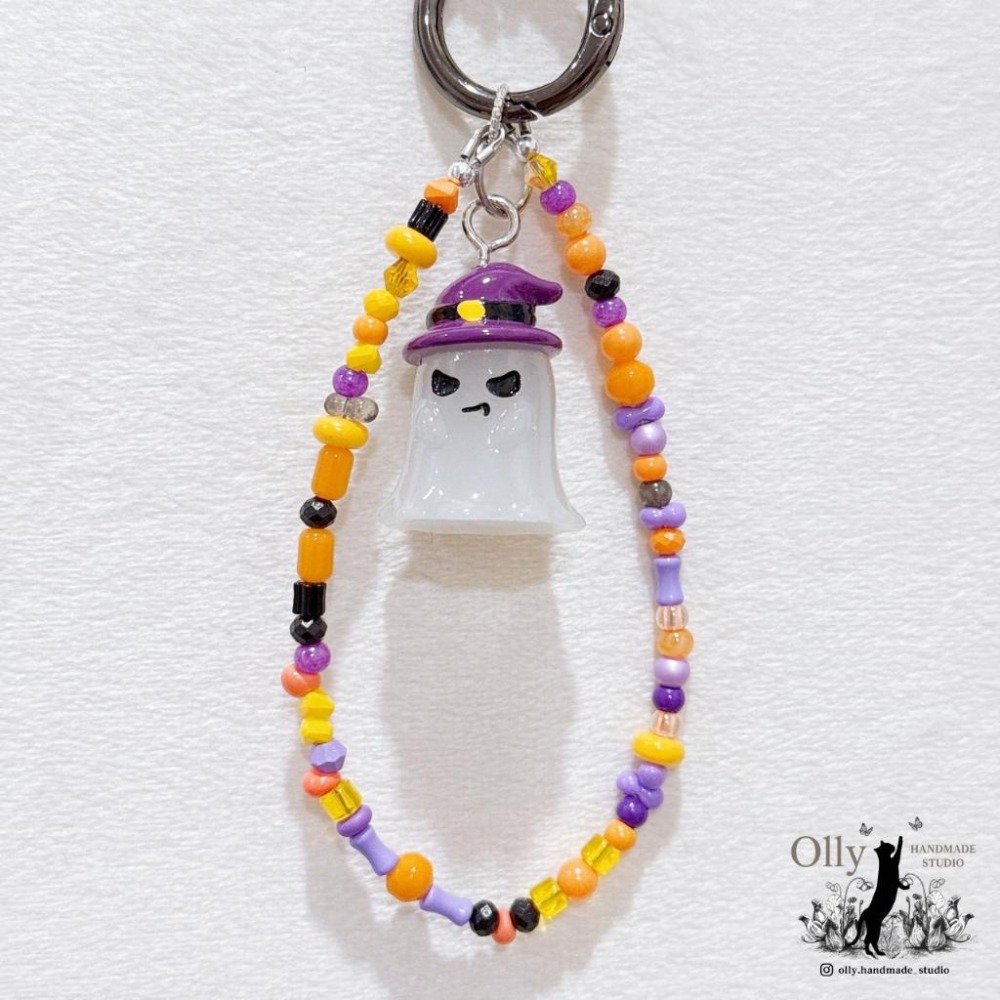 【Olly】鬼怪南瓜小隊 串珠吊飾 掛鍊 夜光幽靈 南瓜 骷髏 墓碑 節慶禮物 閨蜜禮物 交換禮物 節慶 應景小物-細節圖5