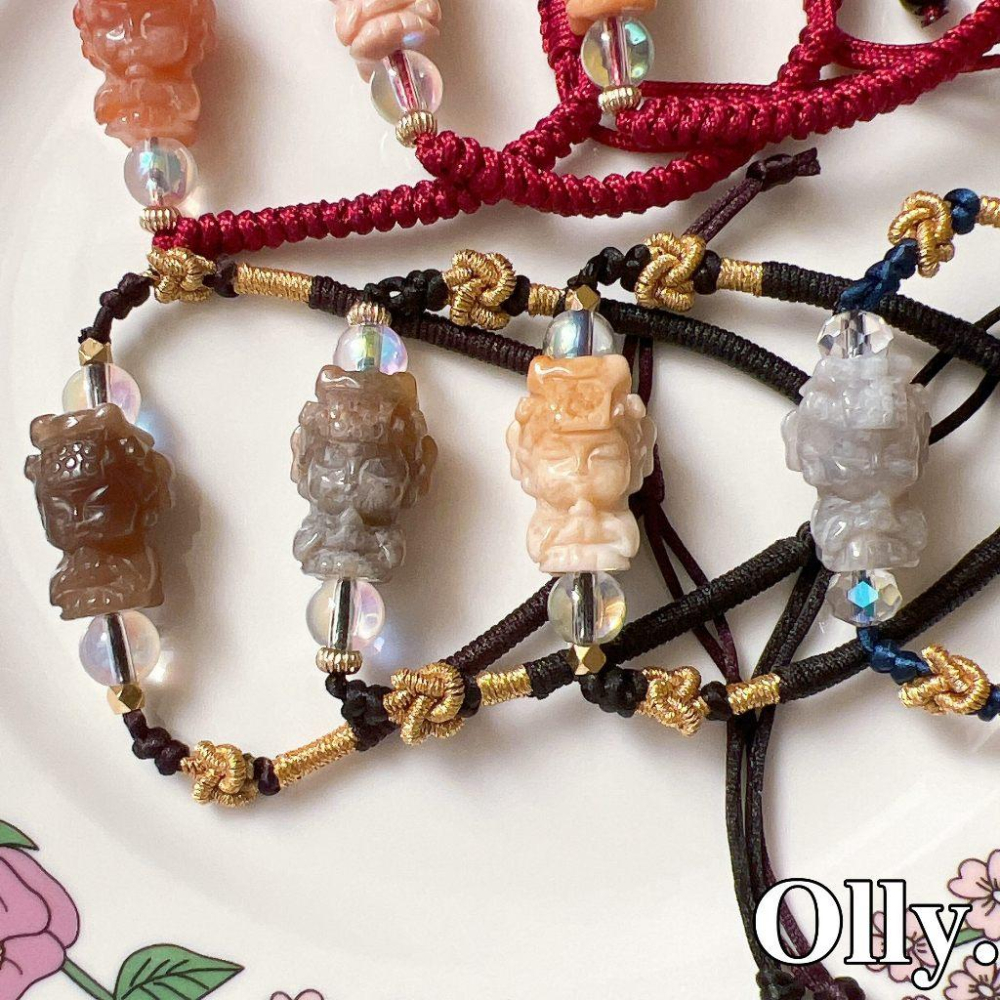 【Olly】設計款【媽祖平安守護手繩】 珊瑚玉抽拉繩結手繩 平安 開運 守護 生日禮物 母親節 情人節 手作 天上聖母-細節圖4