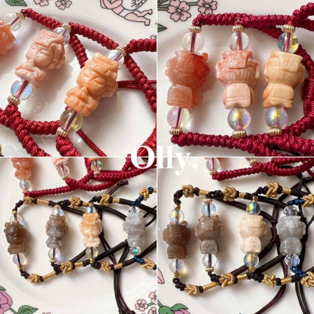 【Olly】設計款【媽祖平安守護手繩】 珊瑚玉抽拉繩結手繩 平安 開運 守護 生日禮物 母親節 情人節 手作 天上聖母-細節圖6