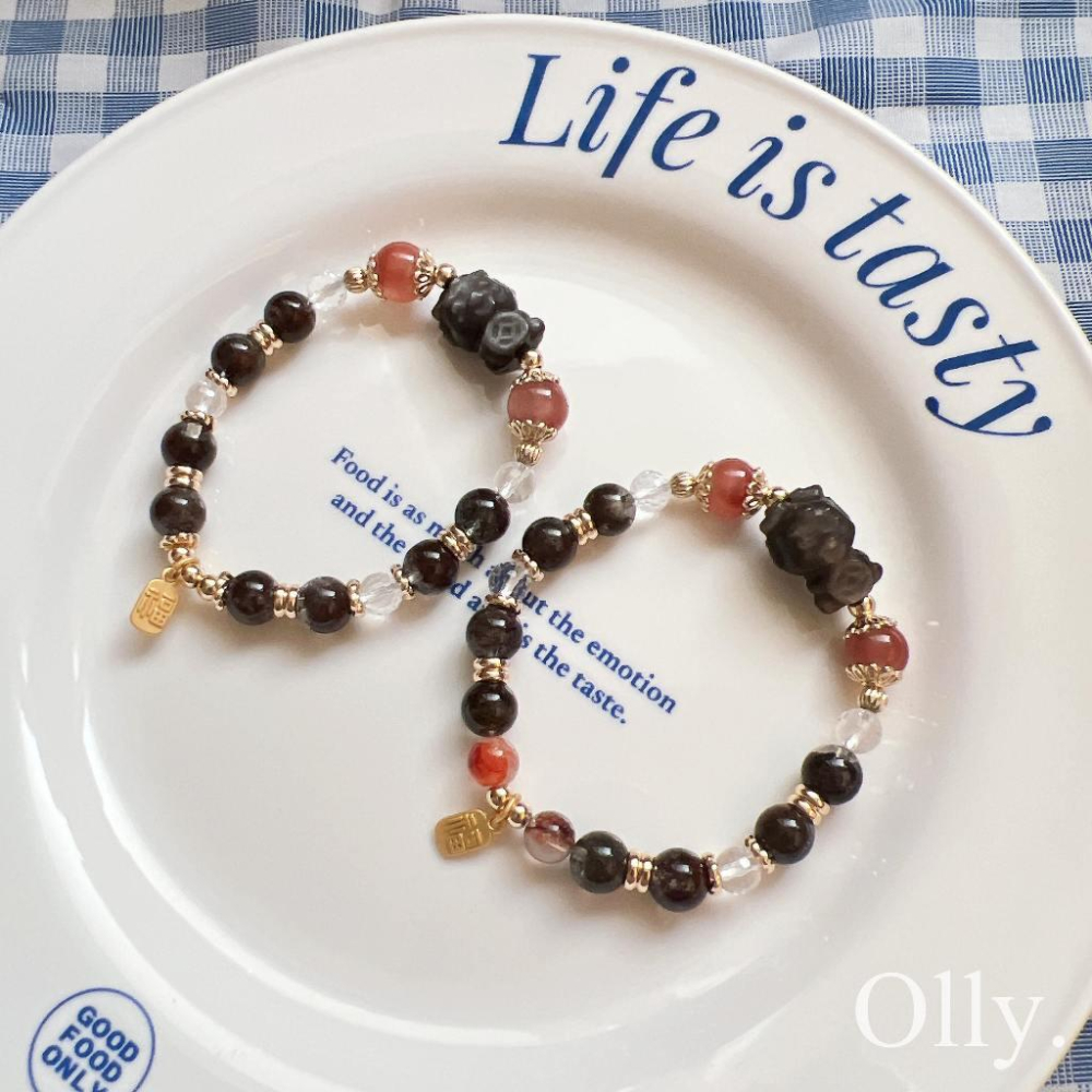 【Olly】設計款【生肖款一龍】水晶手鍊 銀曜龍 螢石龍 龍年開運 手鍊 彈性手環 手鍊 手串 生日禮物 BR01090-細節圖2