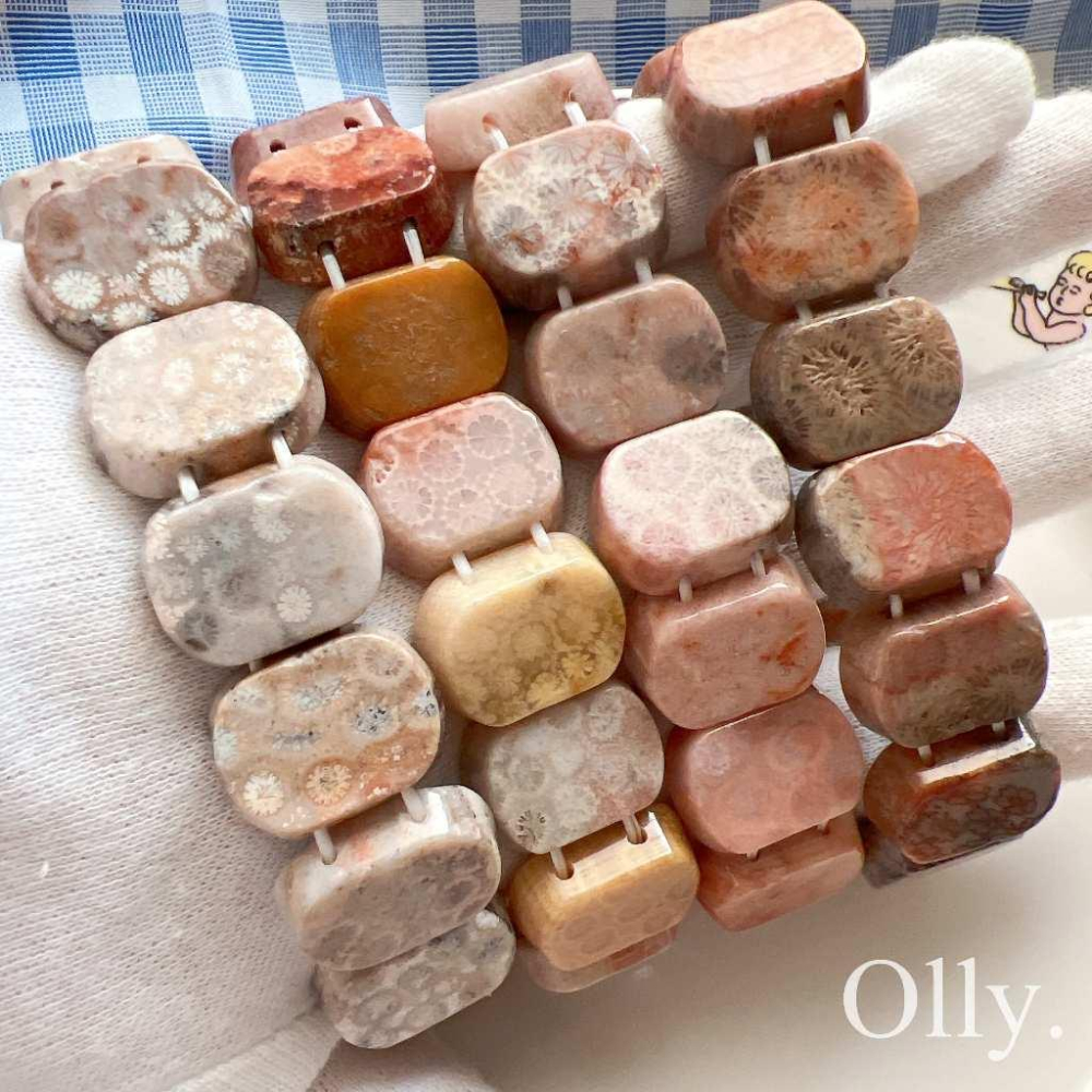 【Olly】珊瑚玉手排【顯花多寶黑花】珊瑚玉 彈性手排 手鍊 手環 菊花石 珊瑚玉 生日禮物 情人節 耶誕節 母親節FF-細節圖6