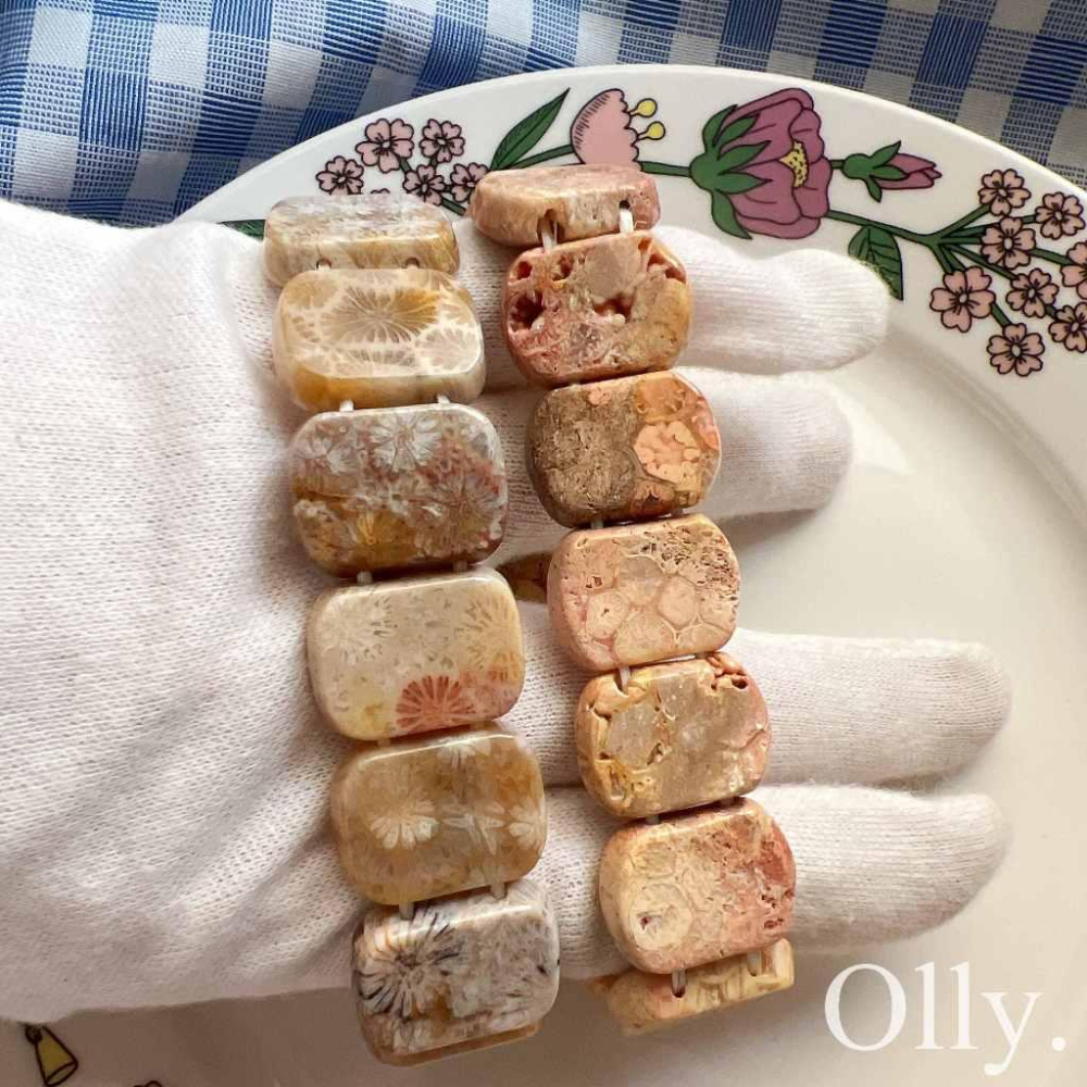 【Olly】珊瑚玉手排【顯花多寶黑花】珊瑚玉 彈性手排 手鍊 手環 菊花石 珊瑚玉 生日禮物 情人節 耶誕節 母親節FF-細節圖8