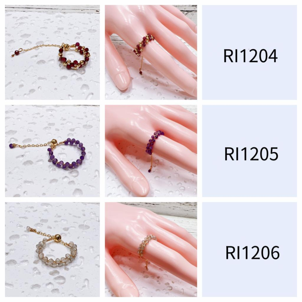 【Olly】瑪莉的食指戒 串珠戒指 抽拉鍊戒指 編織戒指 碧璽戒指 紫水戒 紅石榴 灰月光 RI1200-細節圖4