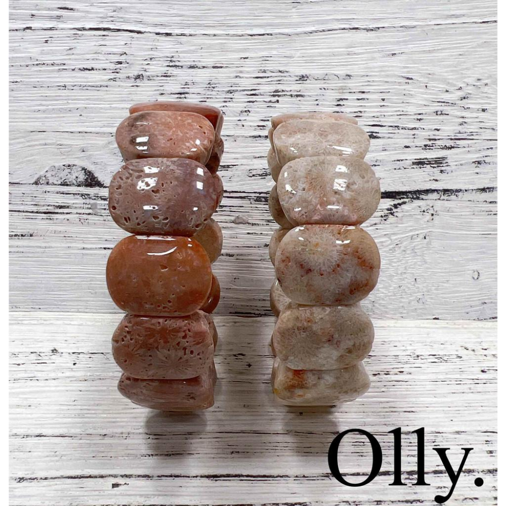 【Olly】珊瑚玉手排【薔薇粉大花】珊瑚玉 彈性手排可改小 手鍊 手環 菊花石 珊瑚玉 禮物 TC550-細節圖2