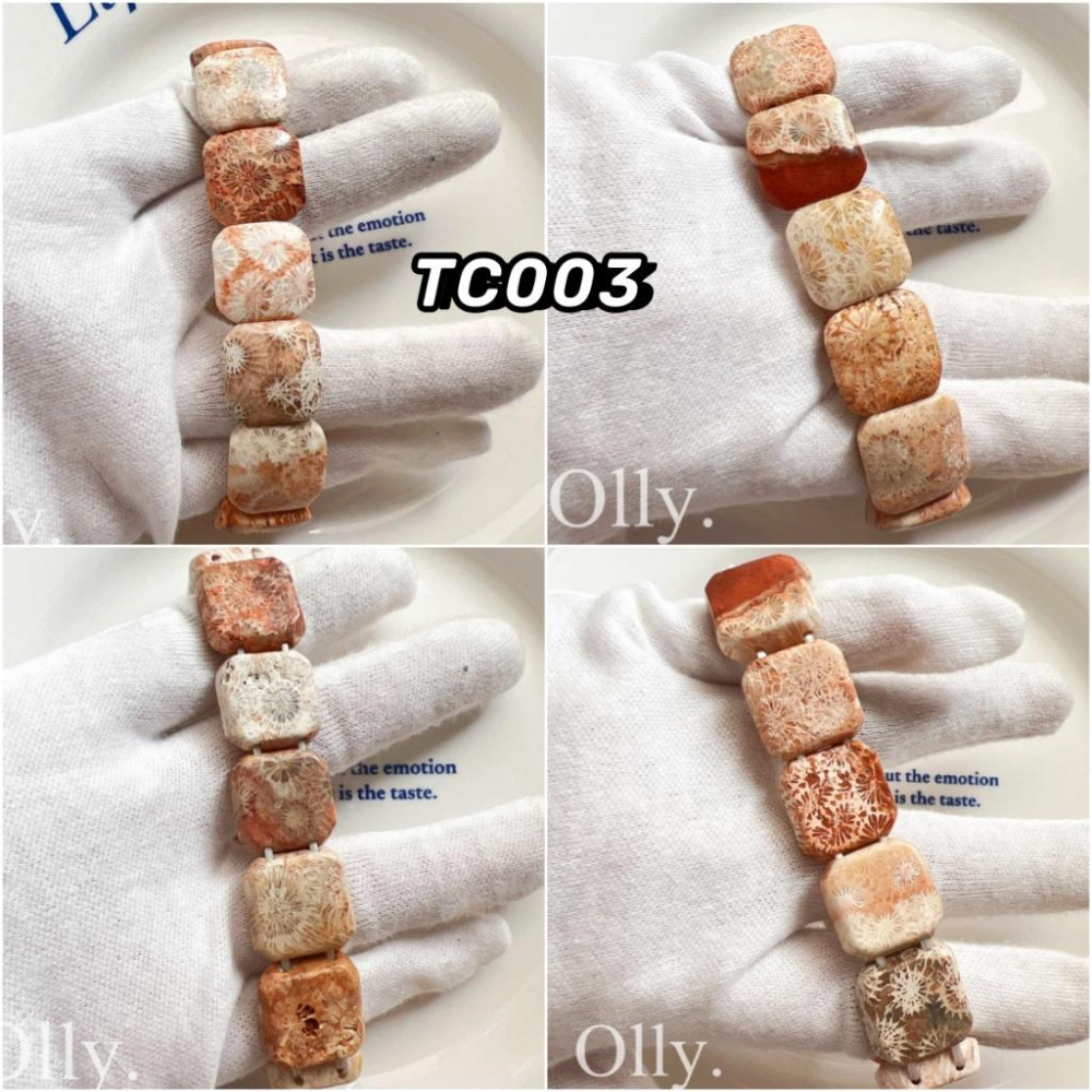 【Olly】珊瑚玉手排【薔薇粉大花】珊瑚玉 彈性手排可改小 手鍊 手環 菊花石 珊瑚玉 禮物 TC550-細節圖3