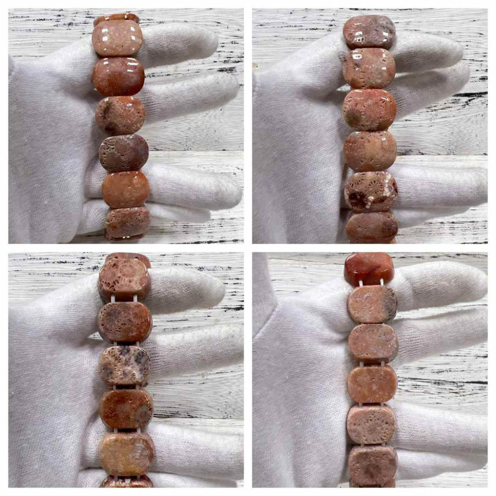 【Olly】珊瑚玉手排【薔薇粉大花】珊瑚玉 彈性手排可改小 手鍊 手環 菊花石 珊瑚玉 禮物 TC550-細節圖4