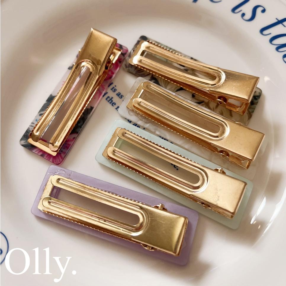 【Olly】女神必備絕美醋酸壓夾 (2入一組) 方形壓夾 一字壓夾 波浪壓夾 水滴壓夾 鴨嘴夾 醋酸髮夾 髮飾 髮夾-細節圖2