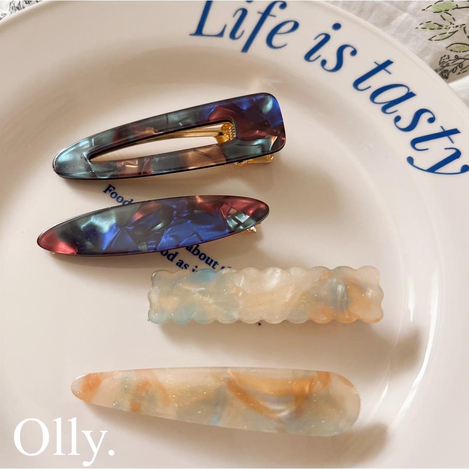 【Olly】女神必備絕美醋酸壓夾 (2入一組) 方形壓夾 一字壓夾 波浪壓夾 水滴壓夾 鴨嘴夾 醋酸髮夾 髮飾 髮夾-細節圖3