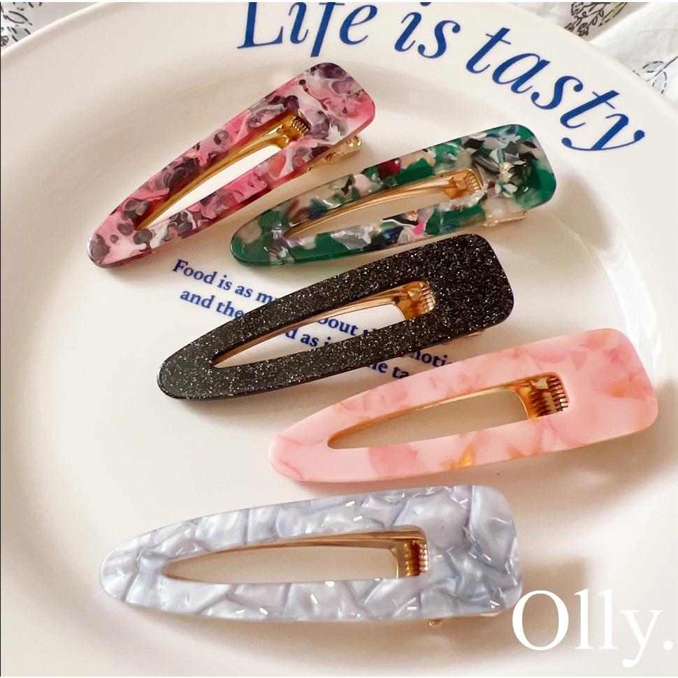 【Olly】女神必備絕美醋酸壓夾 (2入一組) 方形壓夾 一字壓夾 波浪壓夾 水滴壓夾 鴨嘴夾 醋酸髮夾 髮飾 髮夾-細節圖4