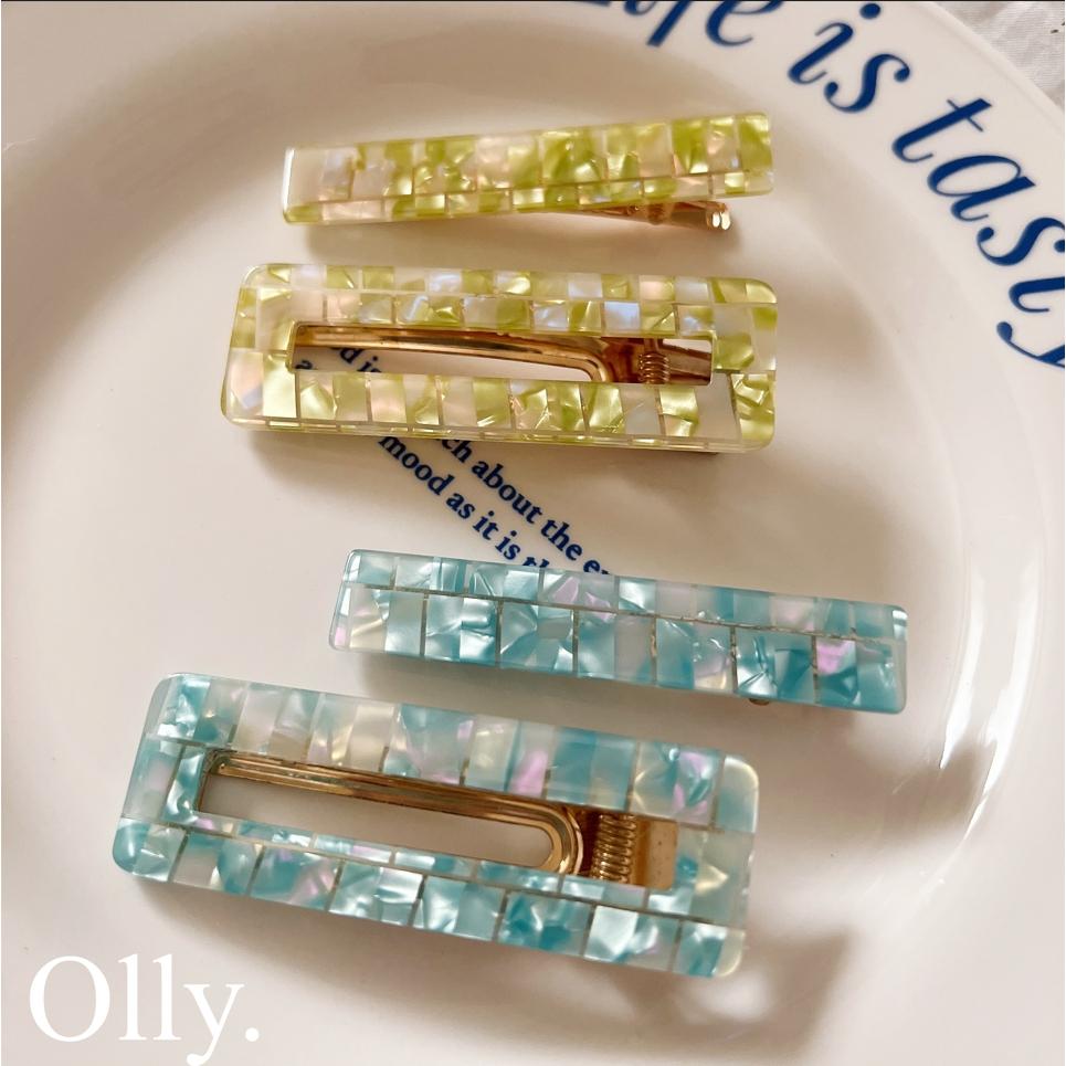 【Olly】女神必備絕美醋酸壓夾 (2入一組) 方形壓夾 一字壓夾 波浪壓夾 水滴壓夾 鴨嘴夾 醋酸髮夾 髮飾 髮夾-細節圖5