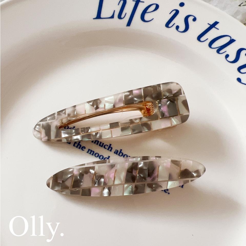 【Olly】女神必備絕美醋酸壓夾 (2入一組) 方形壓夾 一字壓夾 波浪壓夾 水滴壓夾 鴨嘴夾 醋酸髮夾 髮飾 髮夾-細節圖6