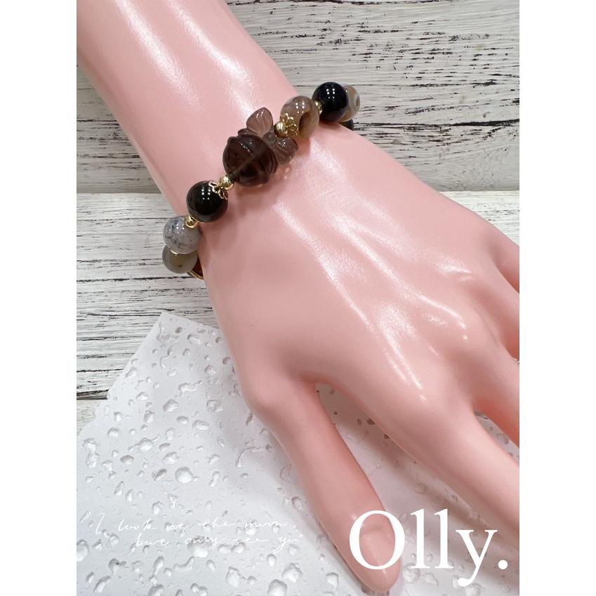 【Olly】設計款  黑櫻花瑪瑙x冰曜石鈴鐺 手鍊 手串 生日禮物 情人節 閨蜜手鍊 手環 BS30001-02-細節圖2