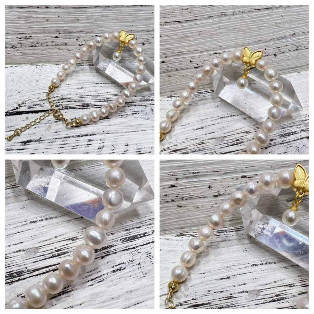 【Olly】設計款【淡水珍珠手鍊】手環 淡水養殖珍珠 禮物 飾品 沙金 生日禮物 情人節-細節圖2