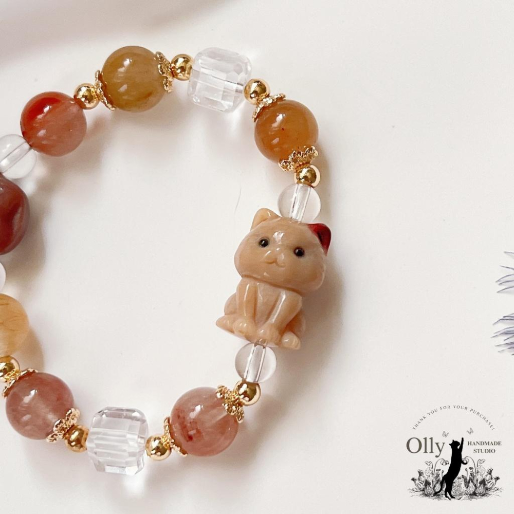 【Olly】設計款【萌貓兔趣】彩兔毛 阿拉善 彈性手鍊 情人節 母親節 生日禮物 交換禮物 彈性手環 手鍊 手串 耶誕節-細節圖6