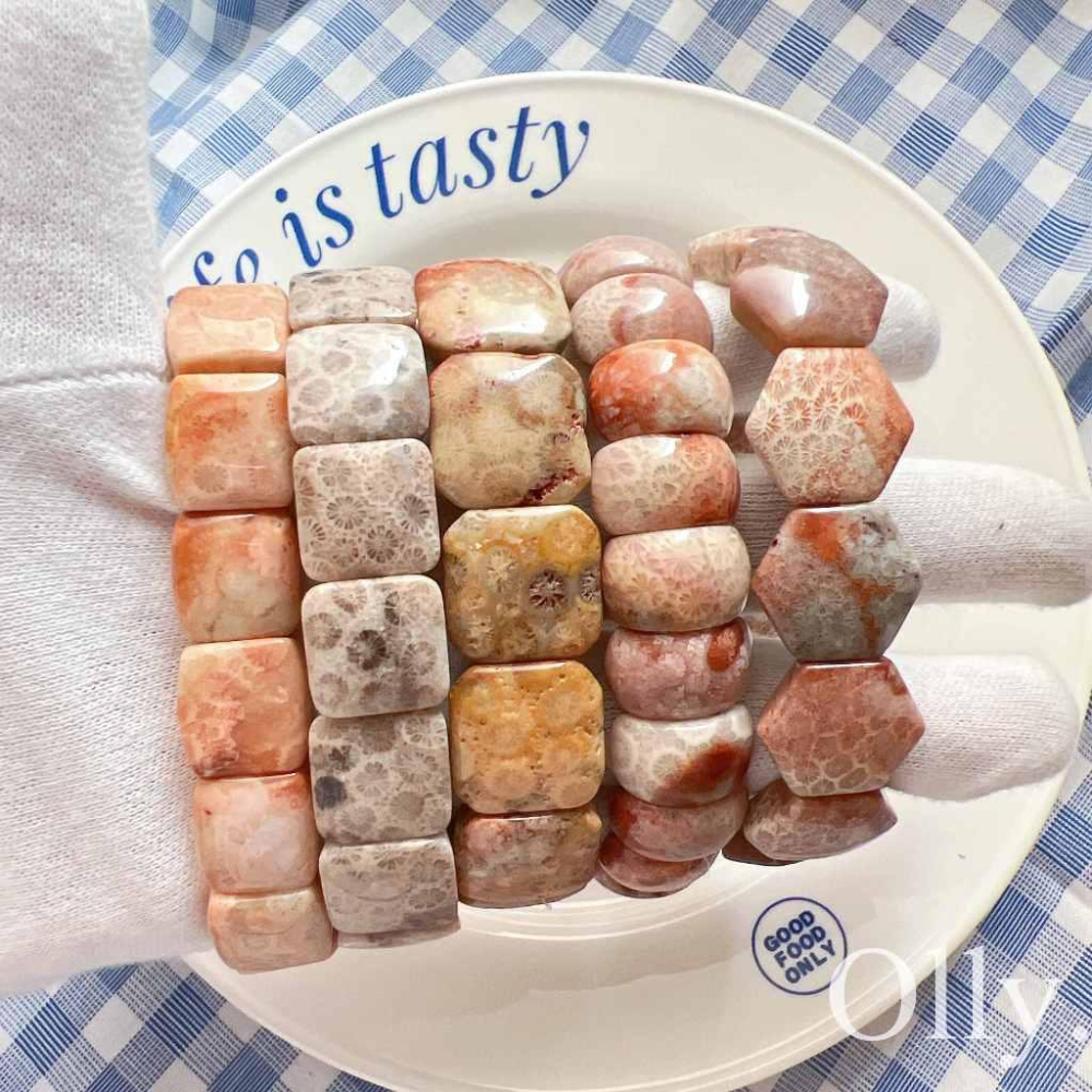 【Olly】珊瑚玉手排【顯花跳色多版型】彈性手排 手鍊 手環 菊花石 珊瑚玉 生日禮物 交換禮物 聖誕節 收藏 BU-細節圖5