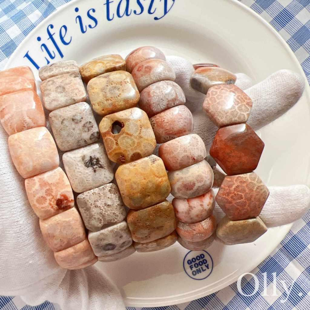 【Olly】珊瑚玉手排【顯花跳色多版型】彈性手排 手鍊 手環 菊花石 珊瑚玉 生日禮物 交換禮物 聖誕節 收藏 BU-細節圖7