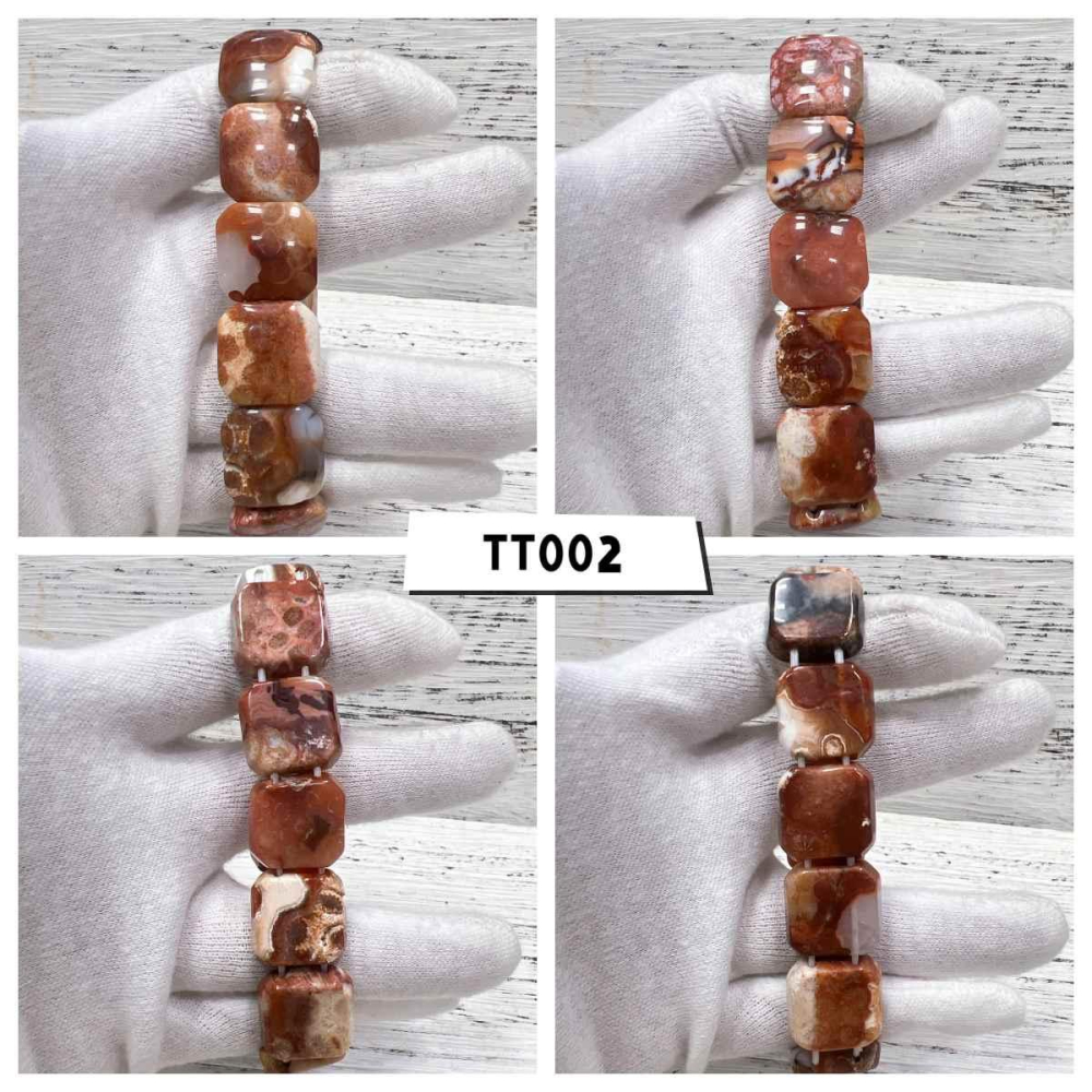 【Olly】大正方珊瑚玉手排【復古大花小雛菊】珊瑚玉 彈性手排可改小 手鍊 手環 菊花石 珊瑚玉 禮物 TT399-細節圖4