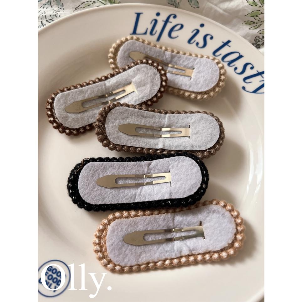 【Olly】微笑小可愛BB髮夾 毛線編織髮夾 碎髮整理 髮飾 側邊夾 髮夾 頭飾 小清新風格-細節圖3