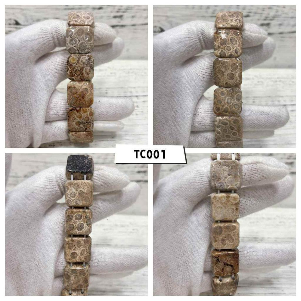 【Olly】大正方珊瑚玉手排【鳳尾 檸檬片】珊瑚玉 彈性手排可改小 手鍊 手環 菊花石 珊瑚玉 禮物 TC600-細節圖3