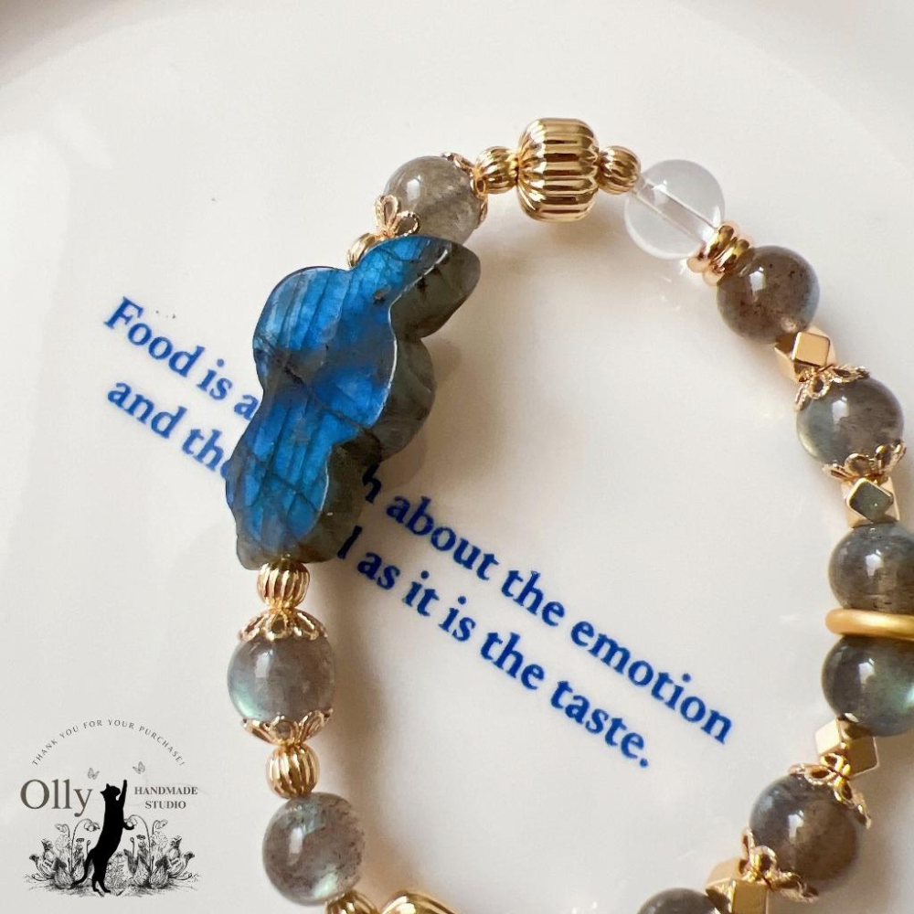 【Olly】設計款【生肖款一蛇】拉長石 魔鬼藍 暴力藍 灰拉長石 彈性手鍊 水晶手串 情人節 母親節 閨蜜 生日禮物-細節圖6