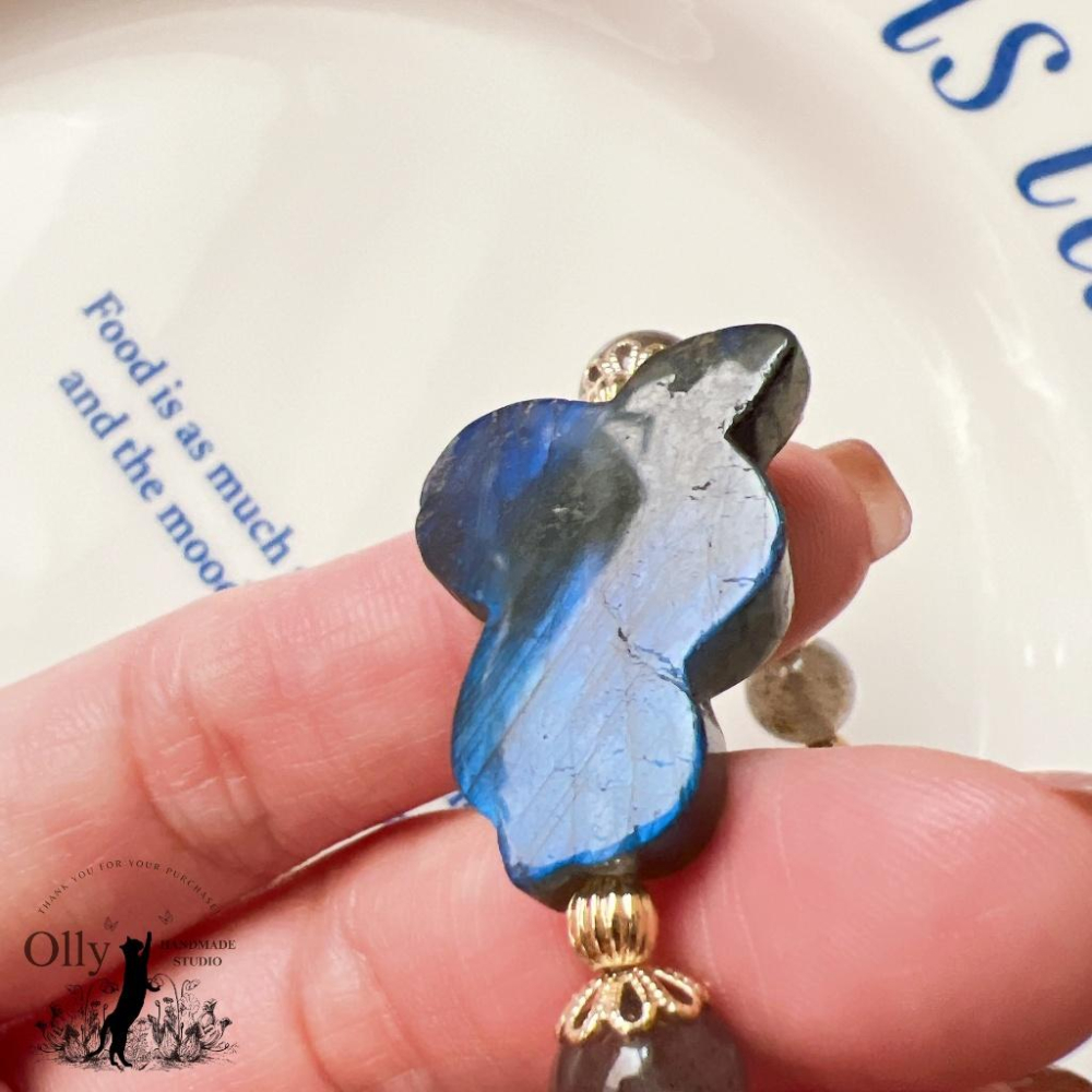 【Olly】設計款【生肖款一蛇】拉長石 魔鬼藍 暴力藍 灰拉長石 彈性手鍊 水晶手串 情人節 母親節 閨蜜 生日禮物-細節圖8