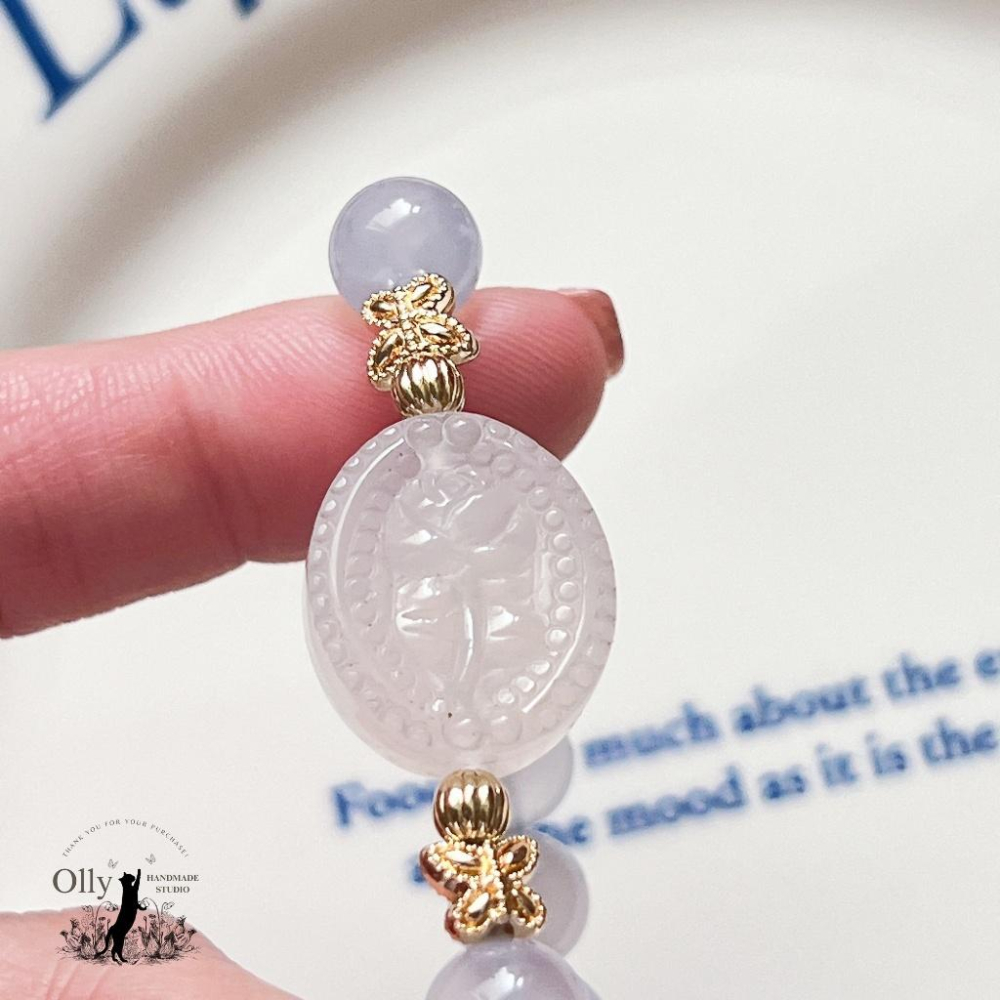 【Olly】設計款【晨曦玫瑰】藍玉髓 阿拉善 彈性手鍊 彈性手串 情人節 母親節 閨蜜手鍊 生日禮物 交換禮物-細節圖5