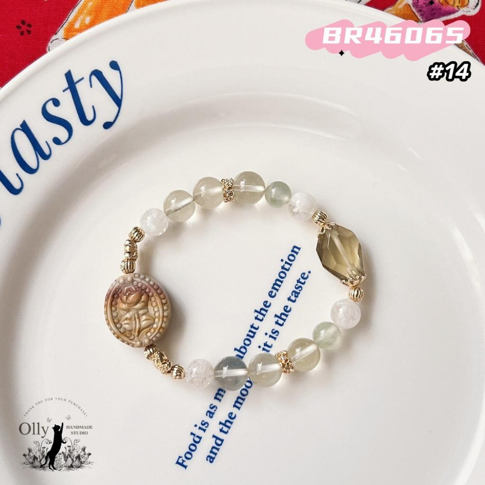 【Olly】設計款【玫瑰花韻】古典花牌 彈性手鍊 彈性手串 情人節 母親節 閨蜜手鍊 生日禮物 交換禮物-細節圖5