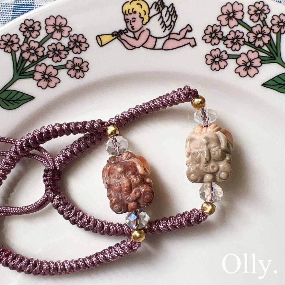 【Olly】設計款【荷葉象神守護手繩】 珊瑚玉中國結手繩 開運 平安 繩結手鍊 平安守護 生日禮物 母親節 情人節 送禮-細節圖3