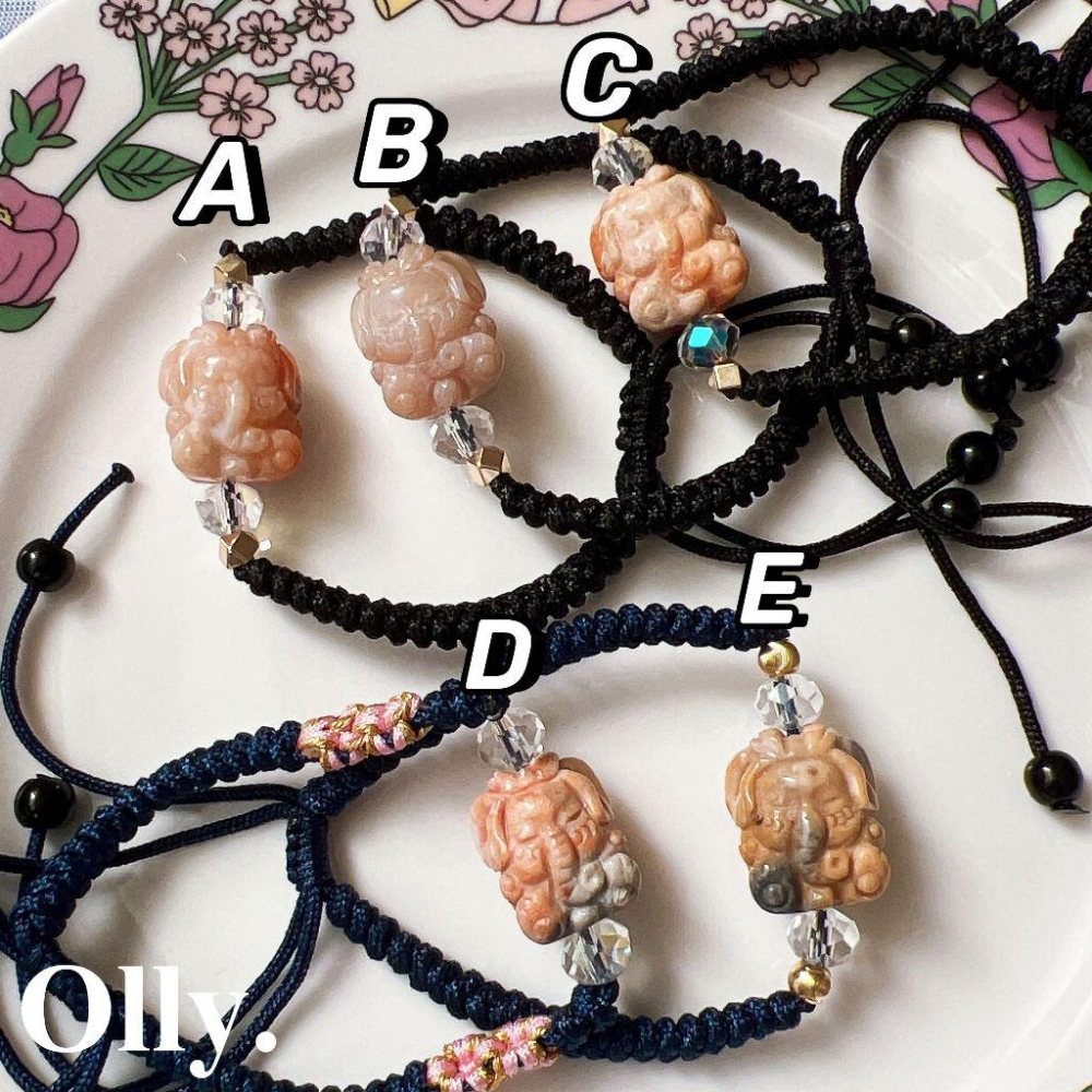【Olly】設計款【荷葉象神守護手繩】 珊瑚玉中國結手繩 開運 平安 繩結手鍊 平安守護 生日禮物 母親節 情人節 送禮-細節圖4