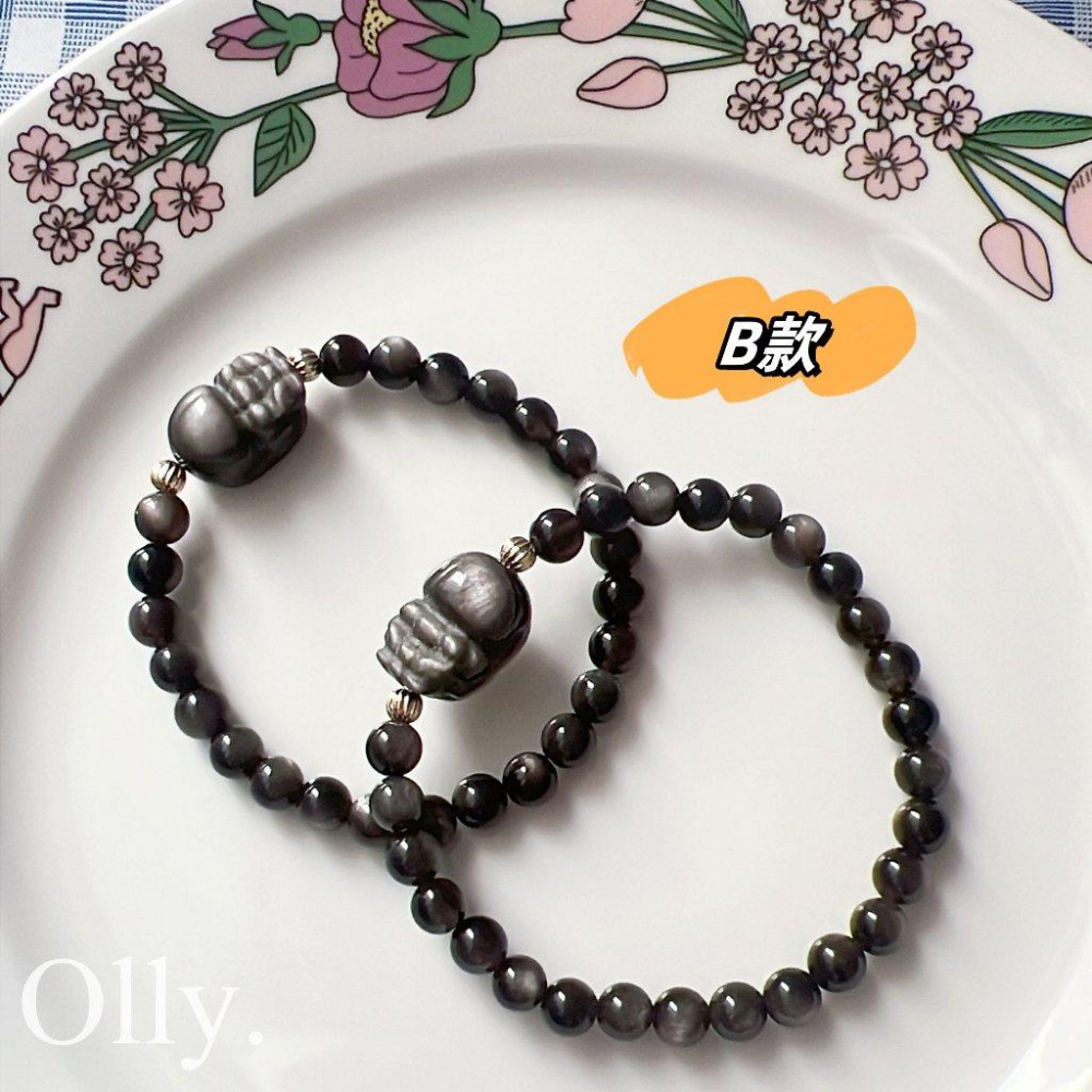 【Olly】設計款【貔貅】銀曜石 擋煞避邪 驅除負能量 提升氣勢 生日禮物 水晶手鍊 情人節 彈性手鍊 聖誕禮物 送禮-細節圖3