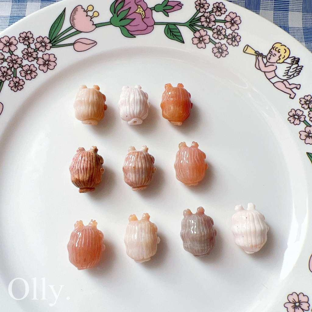 【Olly】水生物系列【人魚公主】珊瑚玉 通孔小件 手串材料 手作配件 禮物 生日禮物 手工藝 手作 情人節 手鍊 手串-細節圖4