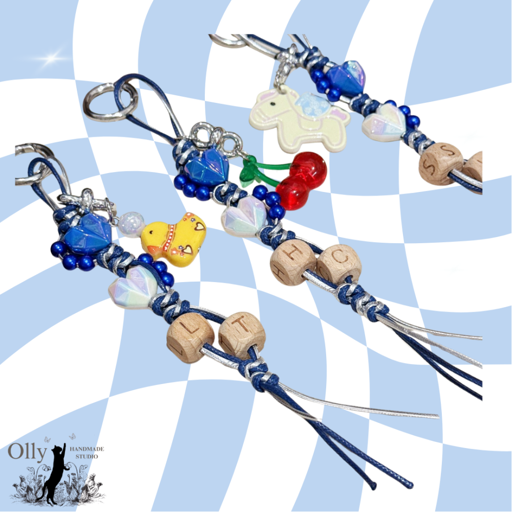 【Olly】ELF 小物宇宙 立體心心編織包掛 Super Junior 木珠字母吊飾 蠟繩編織包掛 生日禮物 飯製應援-細節圖3