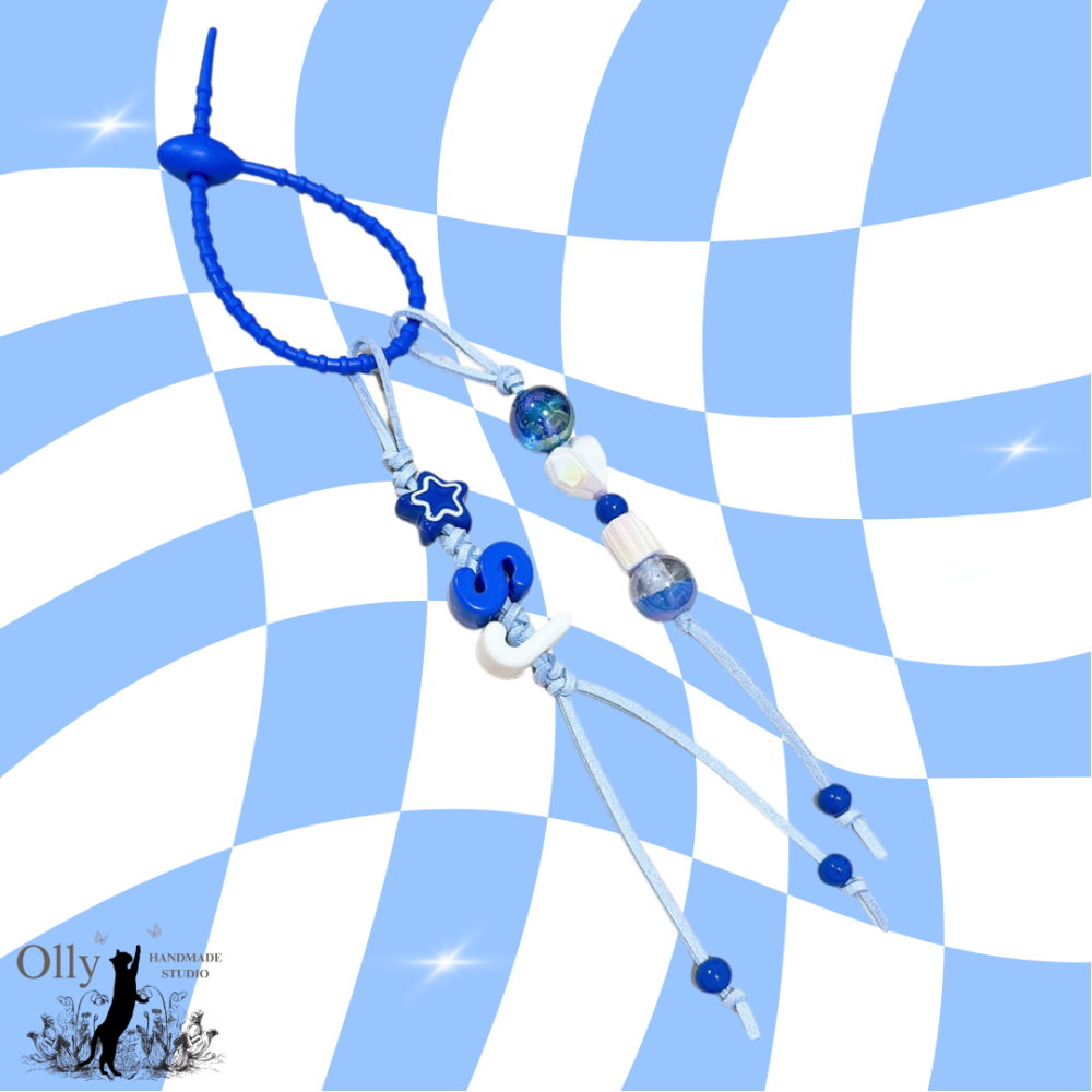 【Olly】自由結星星 藍白字母麂皮掛繩 包掛 吊飾 鑰匙圈 生日禮物 情人節 飯製 Super Junior SJ-細節圖4