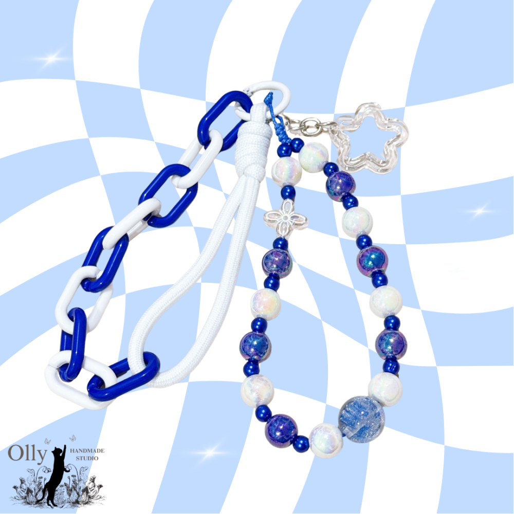 【Olly】人魚姬的深海眼淚 藍白撞色Y2K鍊條 傘繩手機掛鍊 包掛 生日禮物 情人節 閨蜜禮物 ELF 飯製應援-細節圖5
