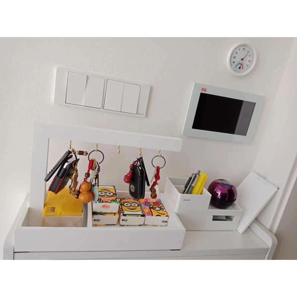 ⚡️24ʜ出貨⚡️ ㄈ型鑰匙架 玄關鑰匙收納架 高質感木製鑰匙收納架 鑰匙置物架 掛勾架 桌上收納-細節圖3