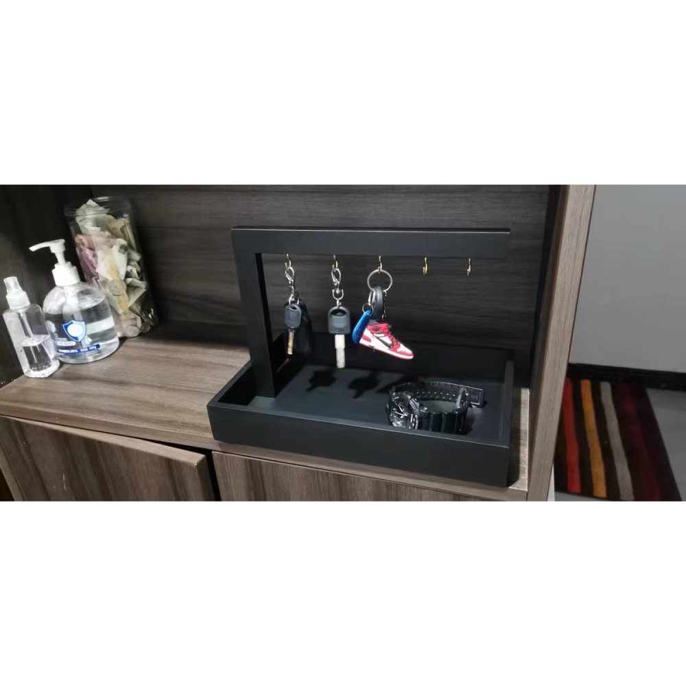 ⚡️24ʜ出貨⚡️ ㄈ型鑰匙架 玄關鑰匙收納架 高質感木製鑰匙收納架 鑰匙置物架 掛勾架 桌上收納-細節圖4