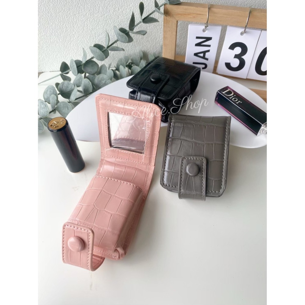 ⚡️24ʜ出貨⚡️唇膏包 口紅包 鱷魚紋包 口紅隨身包 口紅收納包 化妝包 補妝包 隨身鏡 補妝 口紅隨身包 鏡子包-細節圖3