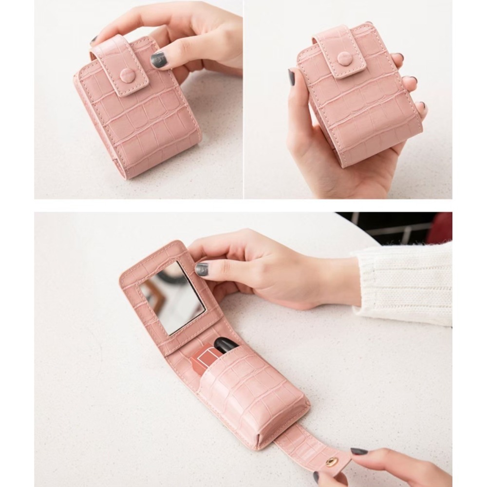 ⚡️24ʜ出貨⚡️唇膏包 口紅包 鱷魚紋包 口紅隨身包 口紅收納包 化妝包 補妝包 隨身鏡 補妝 口紅隨身包 鏡子包-細節圖6