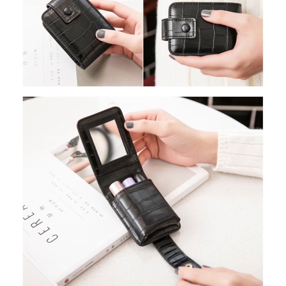 ⚡️24ʜ出貨⚡️唇膏包 口紅包 鱷魚紋包 口紅隨身包 口紅收納包 化妝包 補妝包 隨身鏡 補妝 口紅隨身包 鏡子包-細節圖7