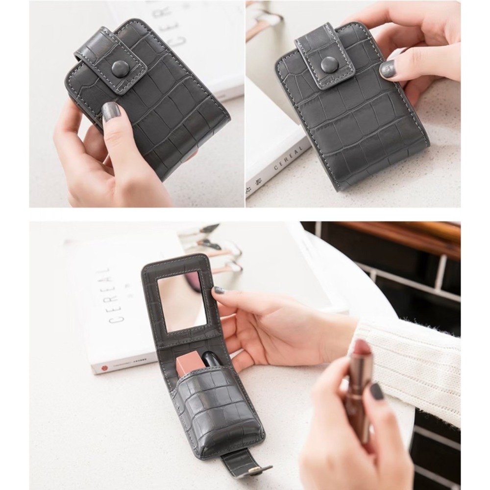 ⚡️24ʜ出貨⚡️唇膏包 口紅包 鱷魚紋包 口紅隨身包 口紅收納包 化妝包 補妝包 隨身鏡 補妝 口紅隨身包 鏡子包-細節圖8