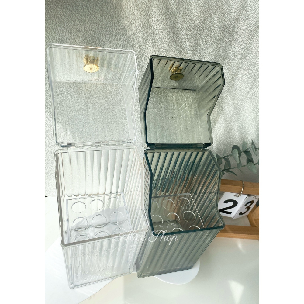 ⚡️24ʜ出貨⚡️質感刷具收納盒 化妝刷具收納盒 壓克力收納盒 桌面收納盒 掀蓋收納 化妝台收納盒 桌上收納-細節圖5